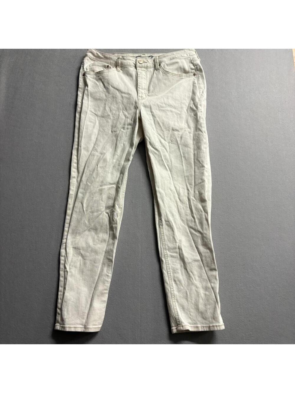 Seven7 Slim Straight Jeans Womens Size 12 Off White Beige Stretch Denim Pants